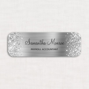 Glittery Silver Foil Name Tag