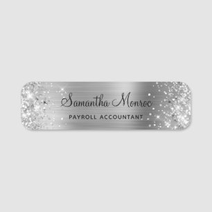 Glittery Silver Foil Name Tag