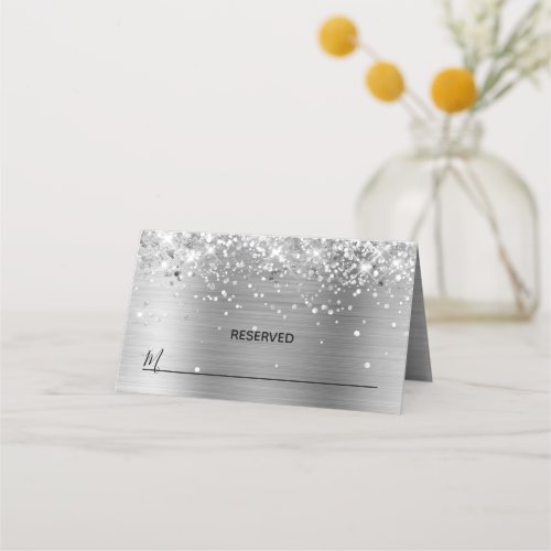 Glittery Silver Foil Reserved Place Card