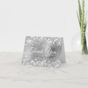 Glittery Silver Foil Thank You Card