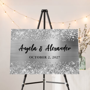 Glittery Silver Foil Wedding Foam Board