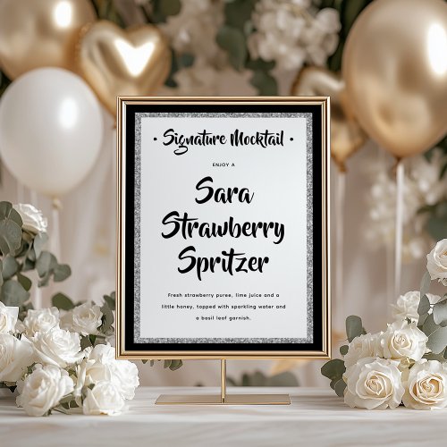 Glittery Silver Frame Signature Mocktail Black