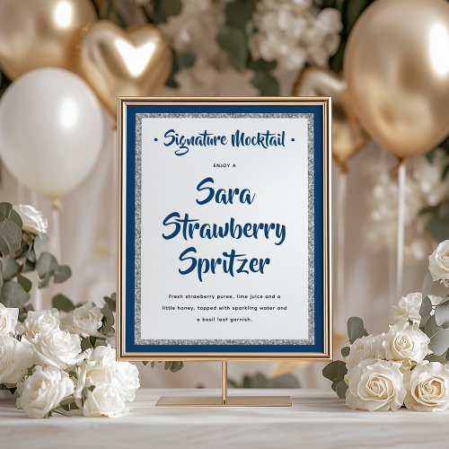 Glittery Silver Frame Signature Mocktail Navy Blue