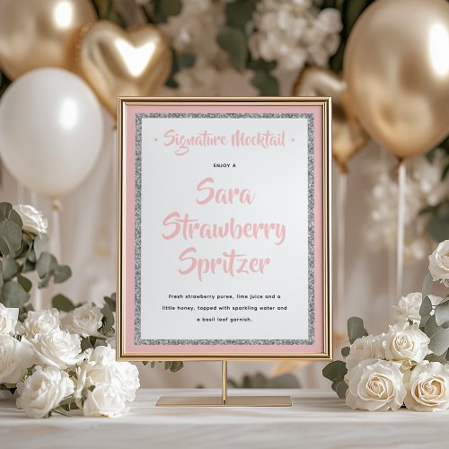 Glittery Silver Frame Signature Mocktail Pink