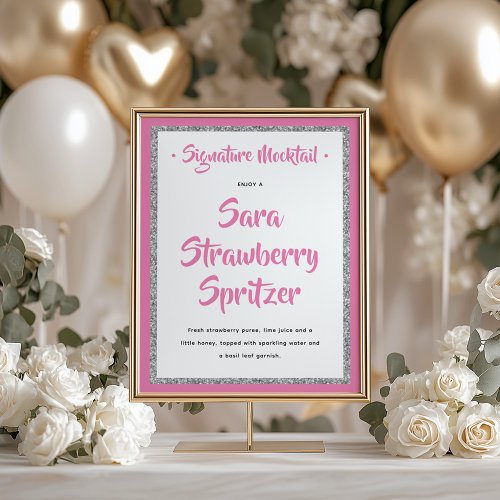 Glittery Silver Frame Signature Mocktail Pink