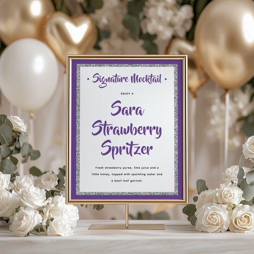 Glittery Silver Frame Signature Mocktail Purple