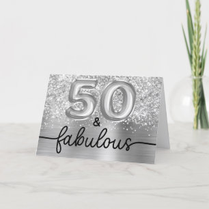 Glittery Silver Glam 50 and Fabulous Card
