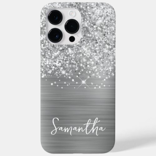 Glittery Silver Glam Name Case_Mate iPhone 14 Pro Max Case