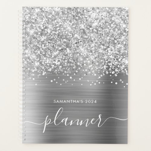 Glittery Silver Glam Planner