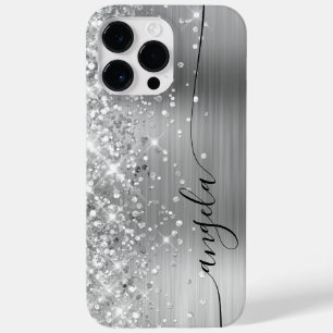 Glittery Silver Glam Signature Case-Mate iPhone 14 Pro Max Case