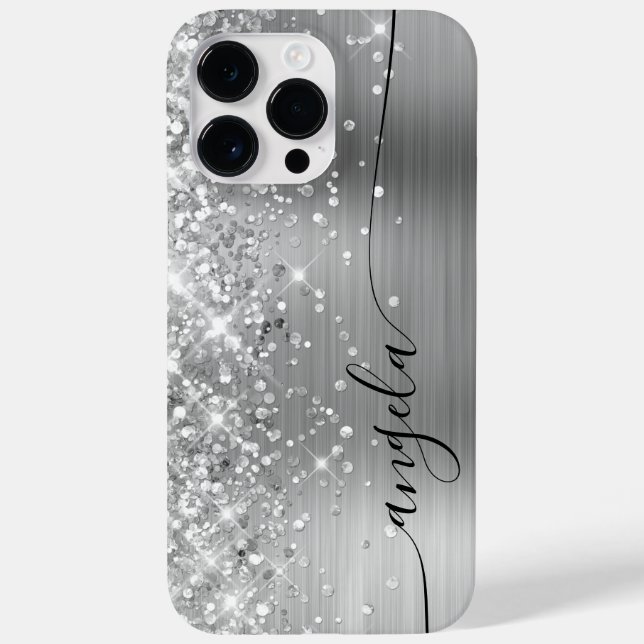 Glittery Silver Glam Signature Case-Mate iPhone Case (Back)