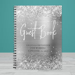 Glittery Silver Glam Wedding Guestbook Notebook at Zazzle