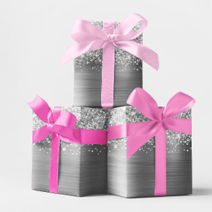 Glittery Silver Glam Wrapping Paper