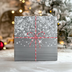 Glittery Silver Glam Wrapping Paper Sheets
