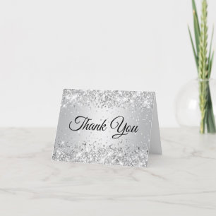Glittery Silver Gradient Thank You Card