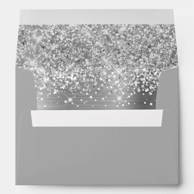Glittery Silver Grey Glam Envelope (Back (Bottom))