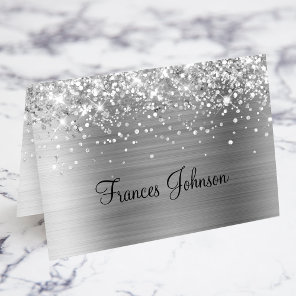 Glittery Silver Individual Name Place Cards