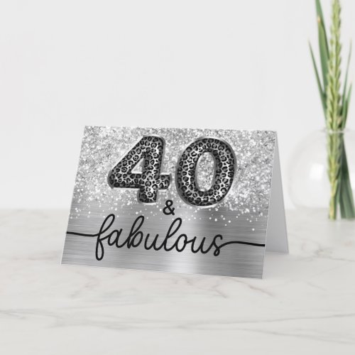 Glittery Silver Leopard Glam 40 and Fabulous