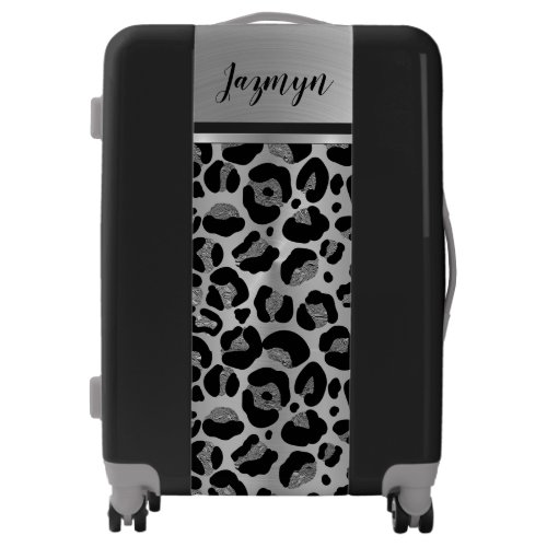 Glittery Silver Leopard Safari Print   Luggage