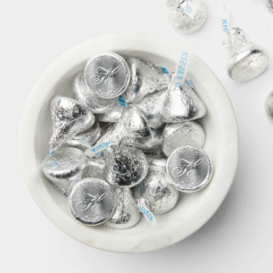 Glittery Silver Metallic Fancy Monogram Hershey®'s Kisses®