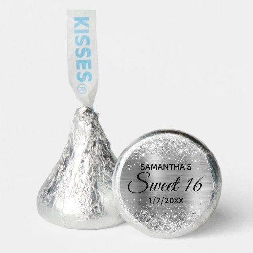 Glittery Silver Ombre Foil Sweet 16 Hersheys Kisses
