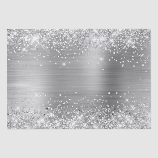Glittery Silver Ombre Foil Tissue Paper (Front)