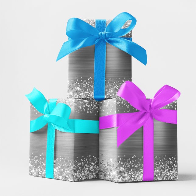 Glittery Silver Ombre Foil Wrapping Paper (Glittery Silver Ombre Foil Wrapping Paper)