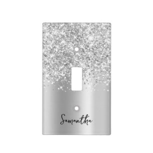 Glittery Silver Ombre Glam Light Switch Cover
