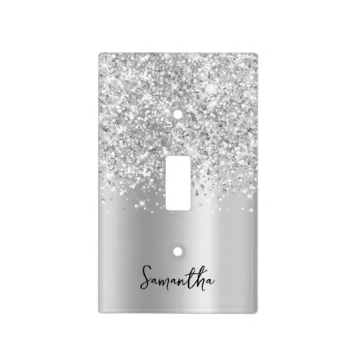 Glittery Silver Ombre Glam Light Switch Cover