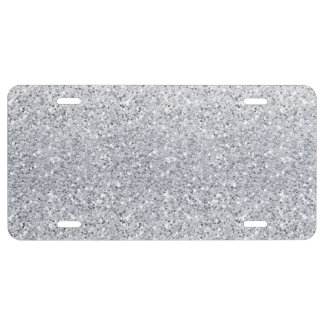 Glittery Silver Ombre License Plate