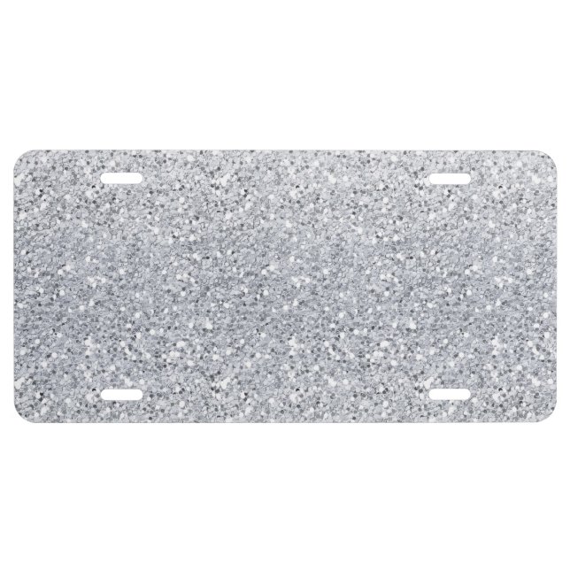 Glittery Silver Ombre License Plate (Front)