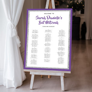 Glittery Silver Purple Alphabetical Seating Chart Foam Board