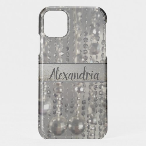  Glittery Silver Stringed Beads Personalized       iPhone 11 Case