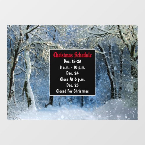 Glittery Snow Winter Wonderland  Xmas Schedule  Window Cling