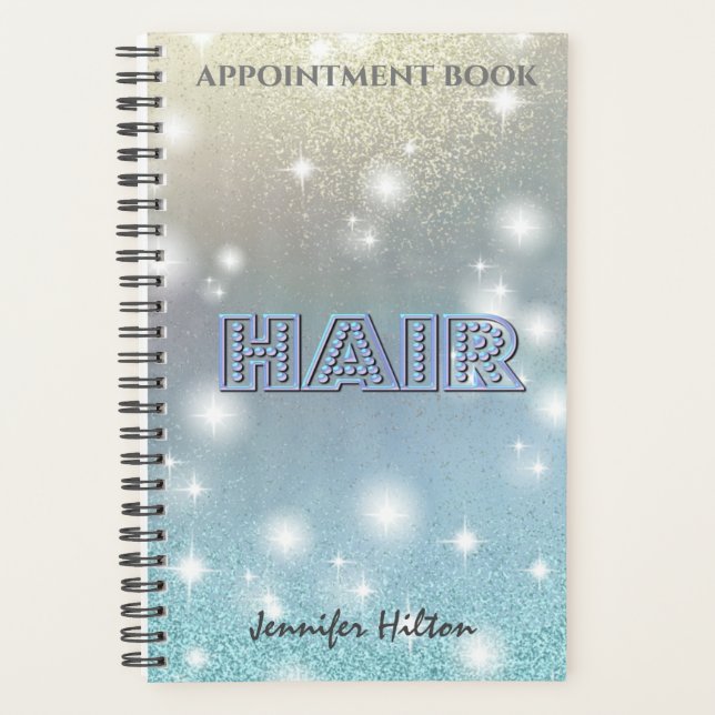 Glittery sparkle ombre hair appointment book planner (Front)