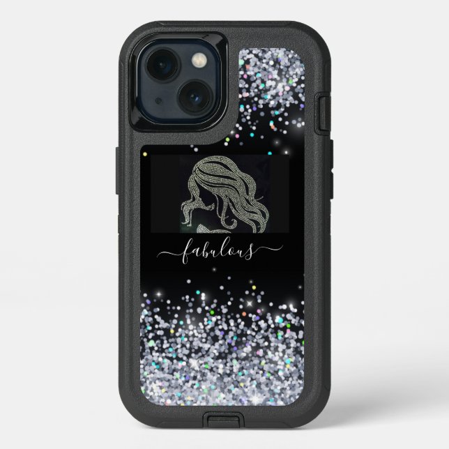 Glittery Sparkle Script Otterbox I Phone 13 case (Back)