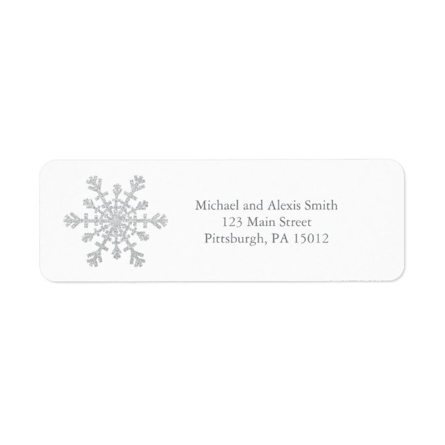 Glittery Sparkle Silver Snowflake for Christmas Label (Front)