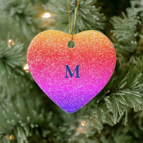 Glittery Sprinkles Christmas Monogram Initial 2019 Ceramic Ornament