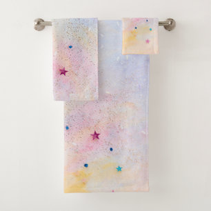 glittery-star bath towel set