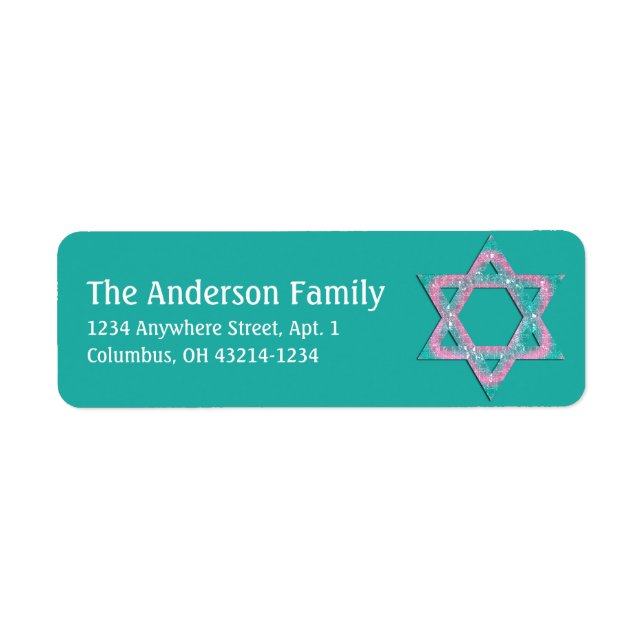 Glittery Star of David Hanukkah Address Labels d5 (Front)