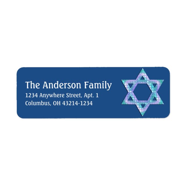 Glittery Star of David Hanukkah Address Labels d8 (Front)