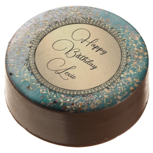 Glittery Stardust on Blue Personalized Birthday Chocolate Covered Oreo