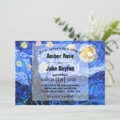 Glittery Starry Night Custom Wedding Invitation (Standing Front)