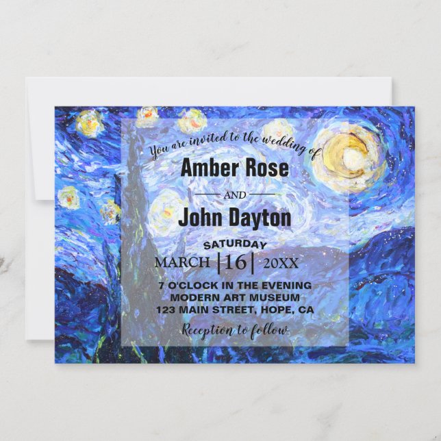 Glittery Starry Night Custom Wedding Invitation (Front)
