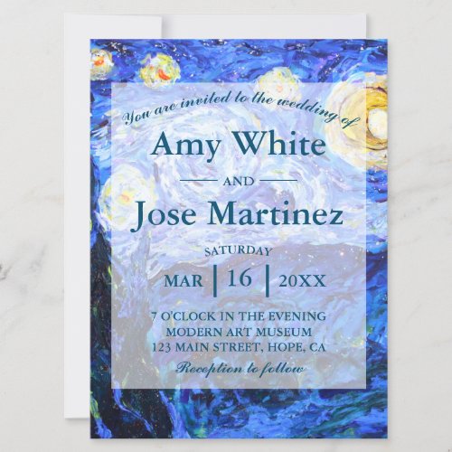 Glittery Starry Night Custom Wedding Invitations