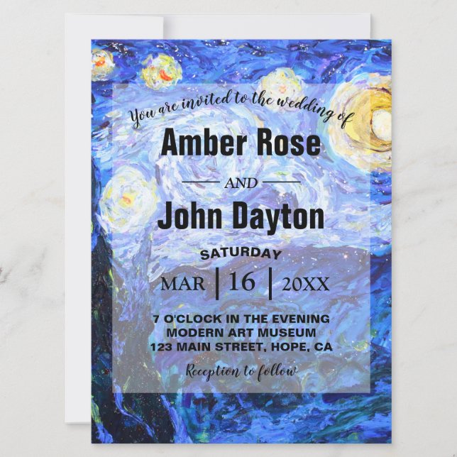 Glittery Starry Night Custom Wedding Invitations (Front)