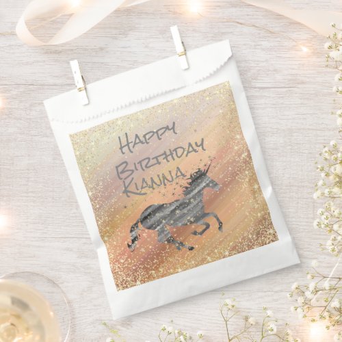 Glittery Starry Unicorn Birthday Personalized Favor Bag