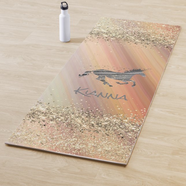 Glittery Starry Unicorn Personalized Yoga Mat (In Situ)