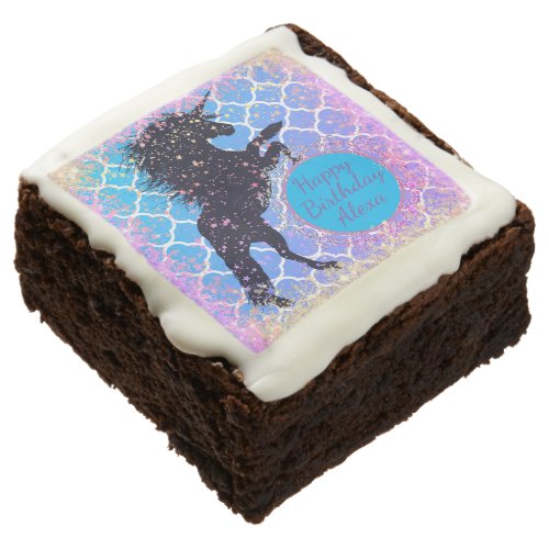 Glittery Starry Whimsical Unicorn Birthday    Brownie