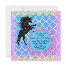 Glittery Starry Whimsical Unicorn Birthday